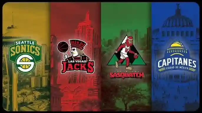 Logo ilustrasi untuk ekspansi tim NBA baru di Las Vegas dan Seattle